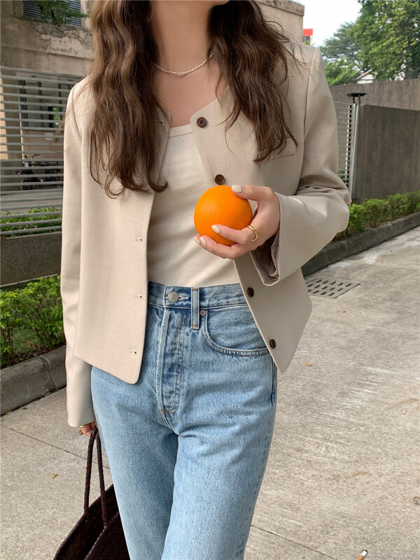 goods in stock! [feeding] temperament and texture round neck short coat ys2-3313# cqw