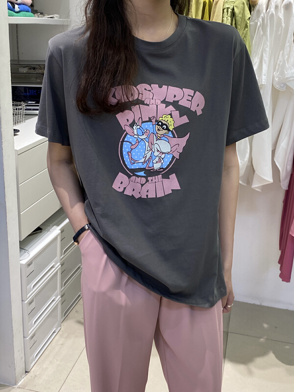 [we are] Korean loose retro cartoon printed short sleeve T-shirt 20103# zjy