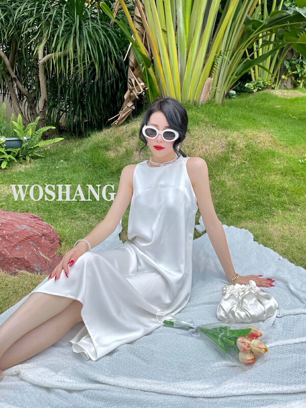 [woshang] premium Satin Silk Slim dress 1260# XYJ