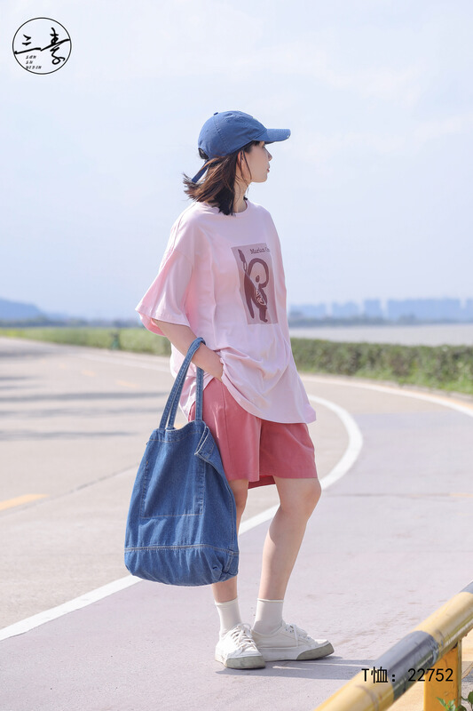 [original of three plain clothes] simple temperament leisure printed short sleeve T-shirt 22752# XYJ