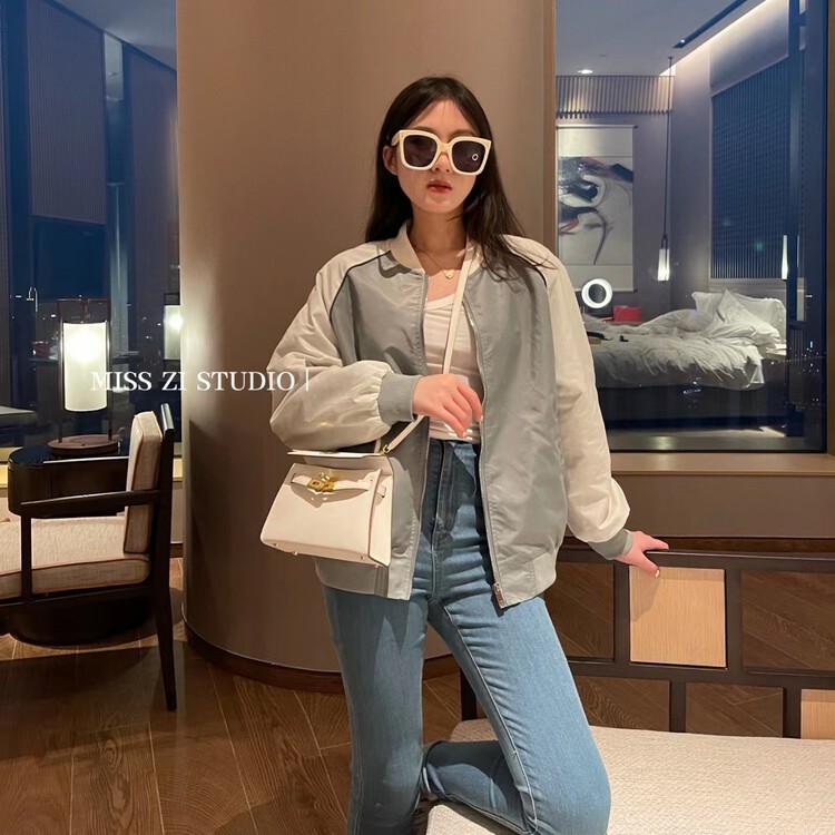 [miss Zi] Korean personalized color contrast design short coat 2235# cqw