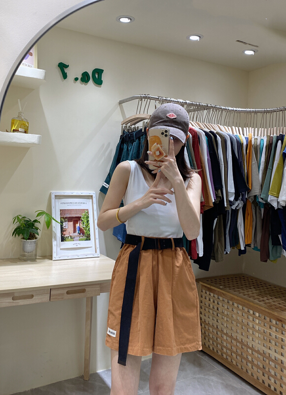[da. 7] small standard wide leg slim casual shorts (with belt) 8886# LSL