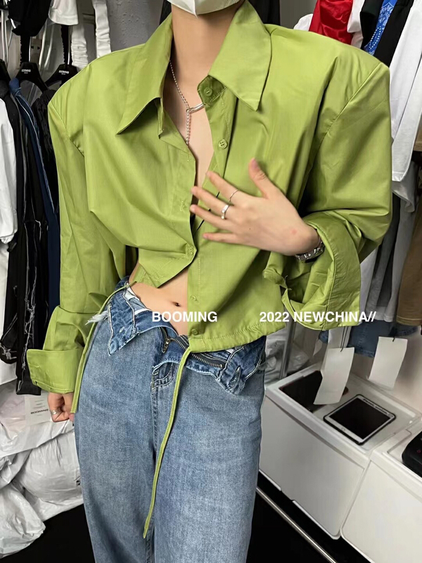 [booming] loose casual shoulder pad shirt 2373# zxl