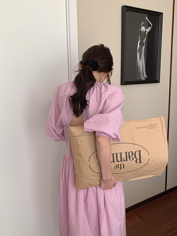 [timely rain] Han Feng ins girl's heart burst, vintage floral square collar dress 89985# WPL