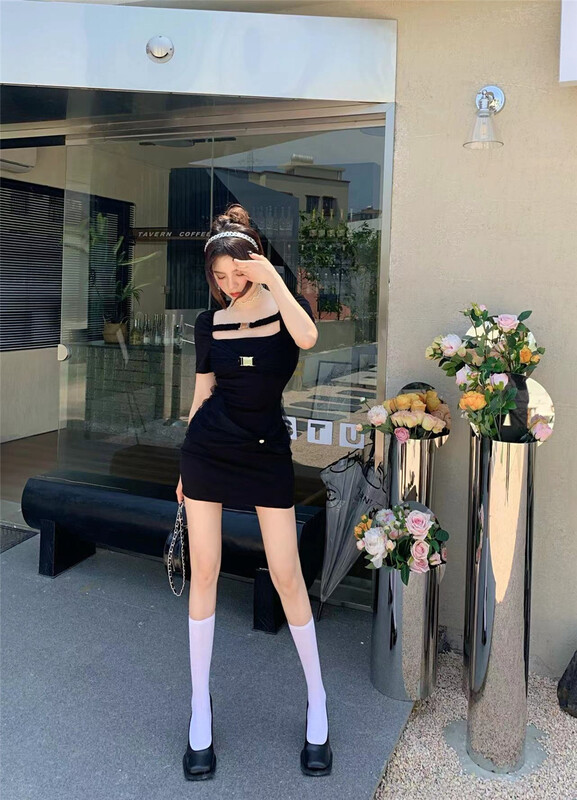 New in early summer! [rich people] Korean version of design sense hot girl Hip Wrap Dress 1083# PCZ