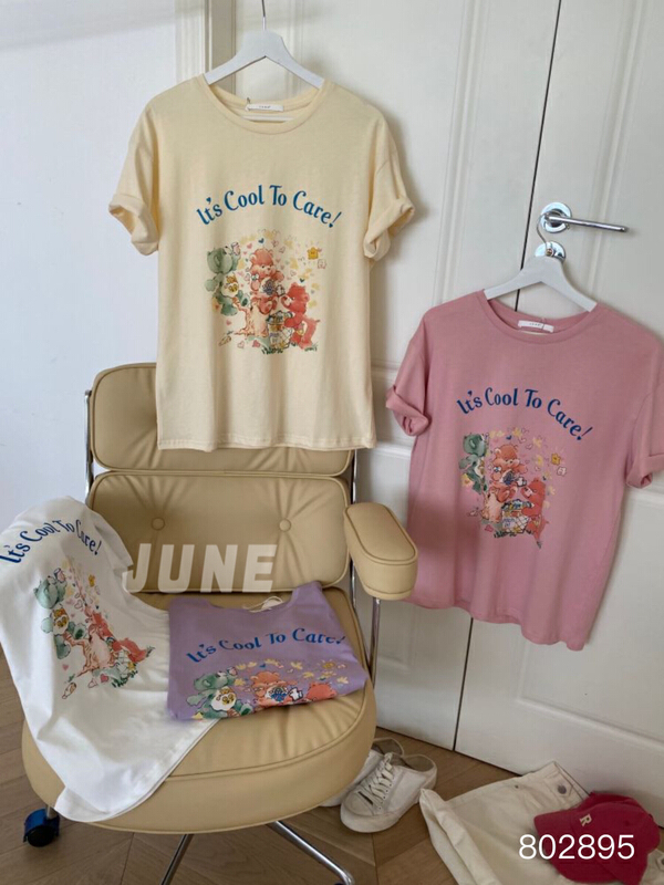 [June] Korean strawberry bear print short sleeve T-shirt 802895# XYY