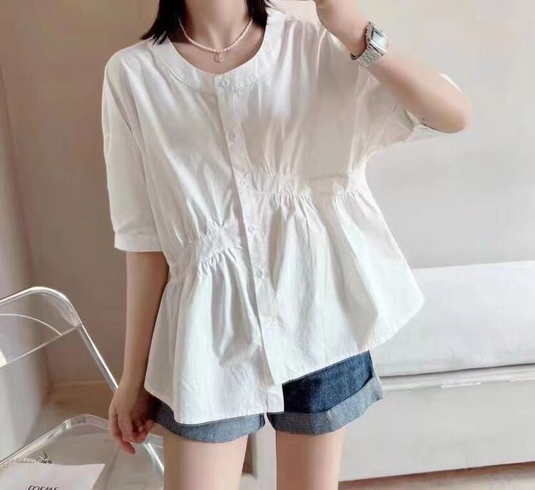 [I-D] Korean loose irregular shirt 6017# ll