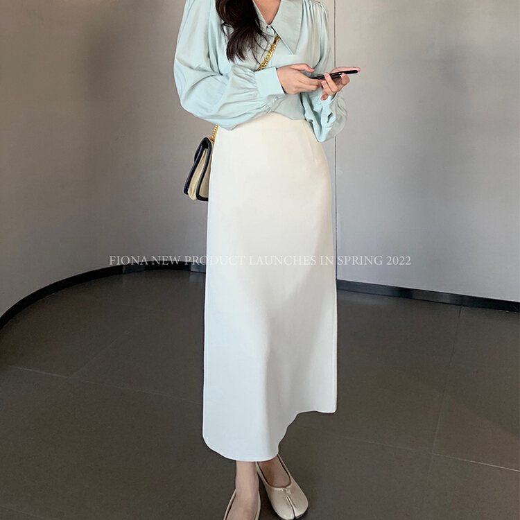 Original price 82.74! Early spring! [finoa] solid color split small design high waist skirt 10012# CLS