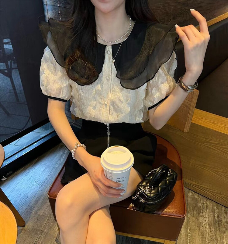 [MiuMiu] gentle temperament big Lapel shirt 7990# CSX