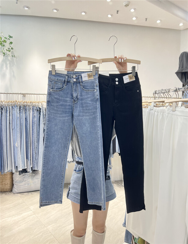[iris iriisy] fashion label elastic straight jeans 6553# LSL