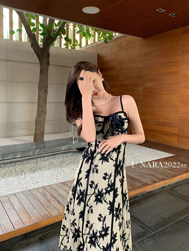 New year in early spring! [u Nara] artistic retro jacquard design suspender strap skirt 81013# WPL