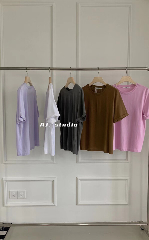 New in early summer! [AJ. Studio] versatile fashion solid color short sleeve T-shirt 9198# ll