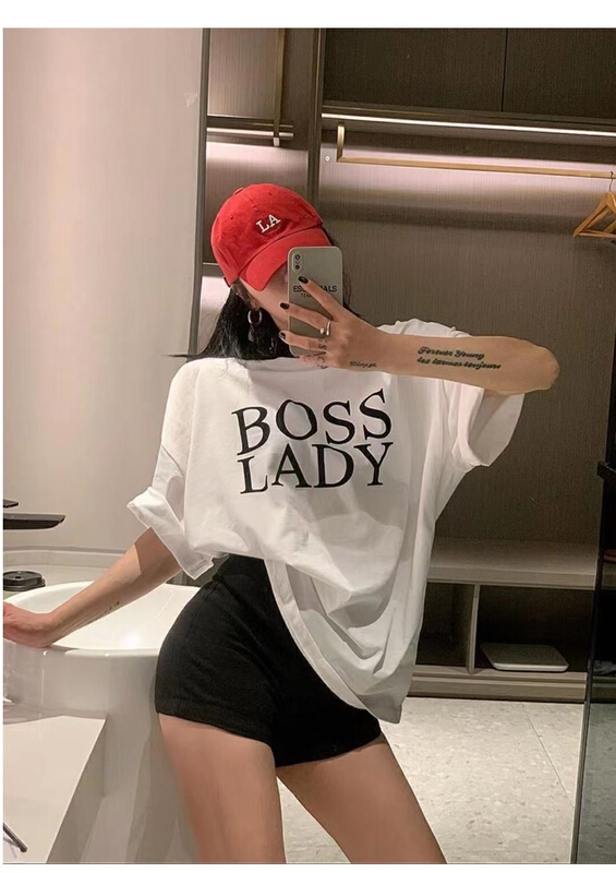 New in early summer! [HH] Korean casual letter lazy style short sleeve T-shirt hh910# L