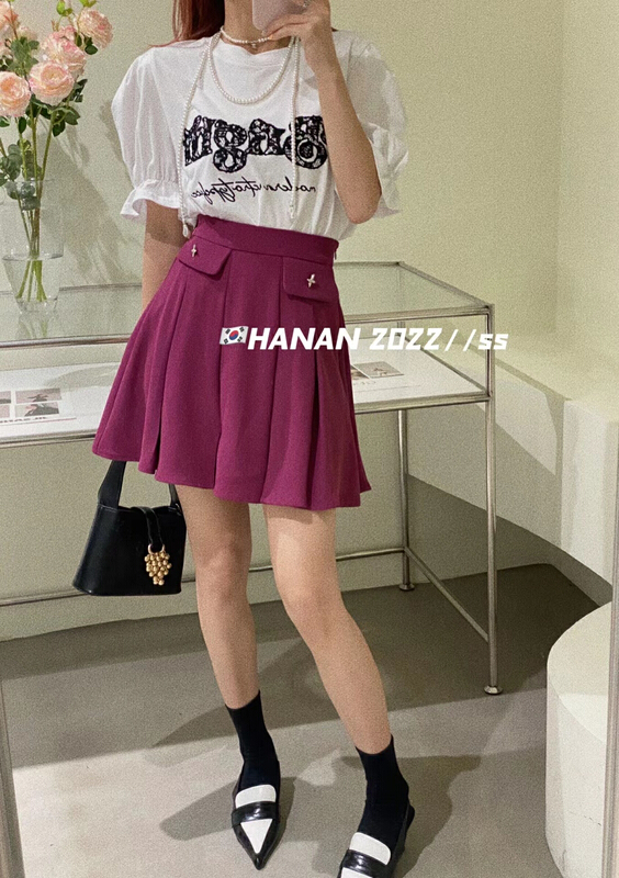 [Hanan] Korean versatile loose heavy industry embroidery letter short sleeve T-shirt 6109# LSL