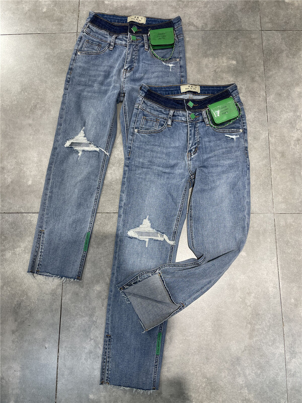 [Dani] Korean versatile washed jeans (with waist bag) 77626# hyy