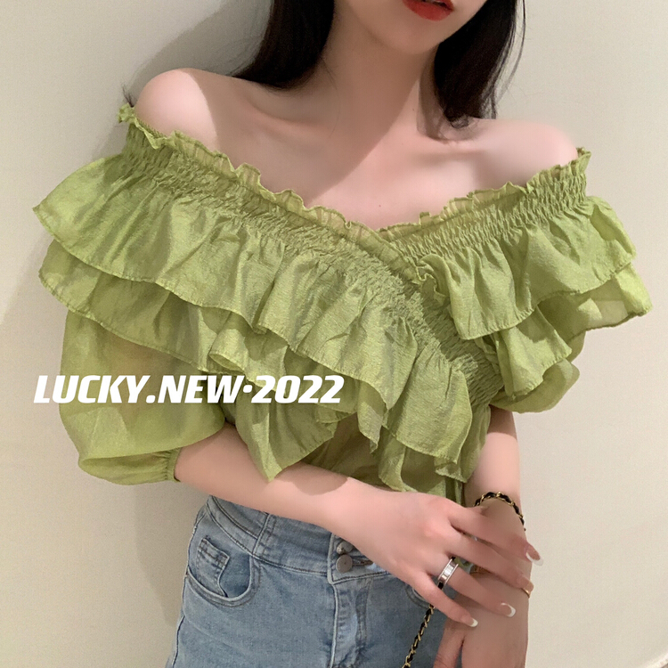 [lucky] immortal lotus leaf edge heavy industry sweet little shirt 8803-1# zxx