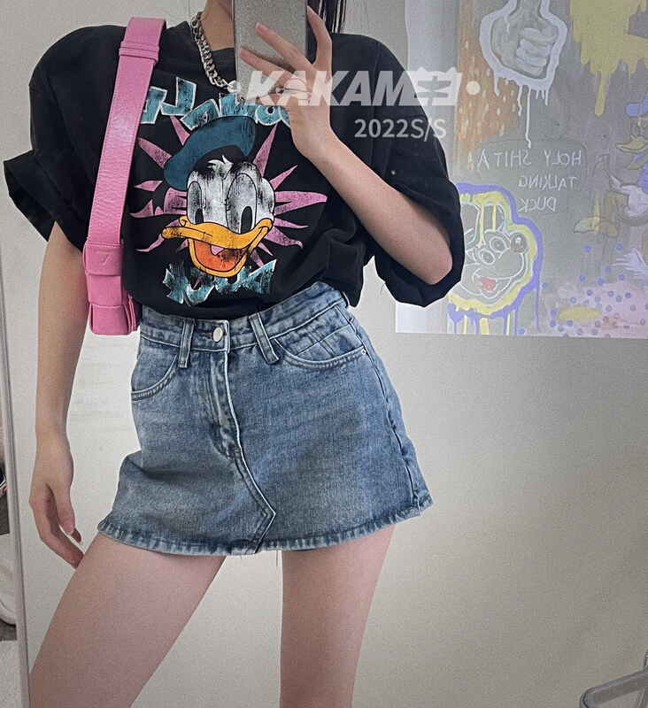 New in early summer! [kakamee] Donald Duck Vintage craft printed short sleeve T-shirt (T-shirt only) s351# LSL