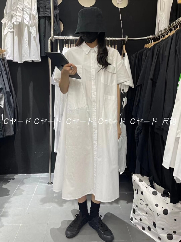 New in early summer! [size] simple Multi Pocket Shirt Dress 65988# L