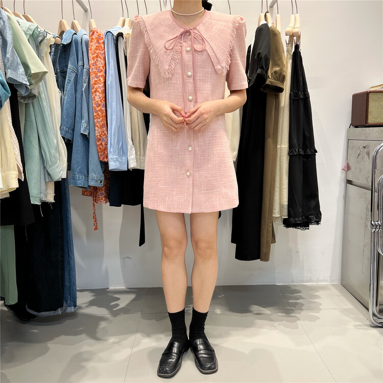 goods in stock! New in early summer! [w-jia] xiaoxiangfeng single breasted dress (detachable collar) 1806# PCZ