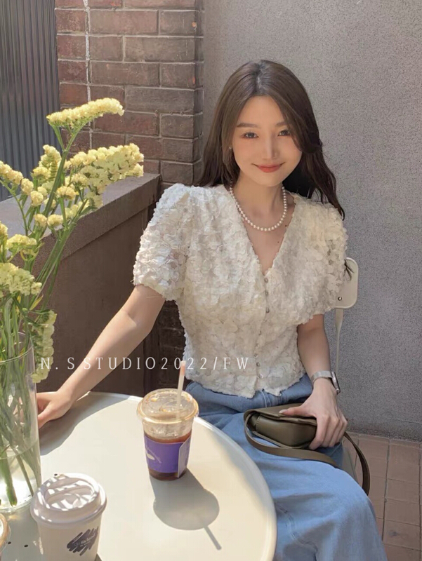 New in early summer! [N.S] Korean style V-neck lace blouse 839# WPL