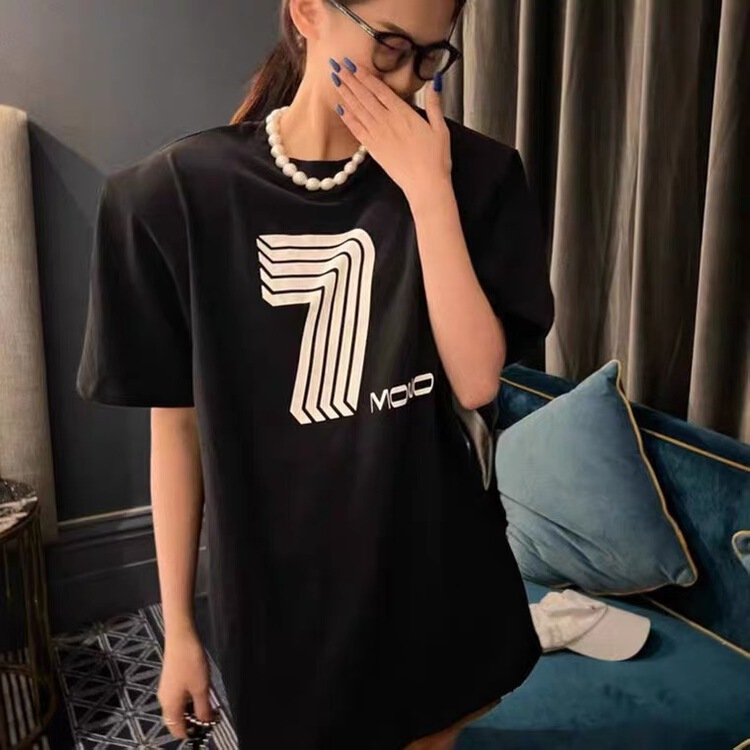 [77. Studio] Korean shoulder pad letter printed short sleeve T-shirt 0161-8# WTT