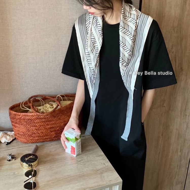 [HEY BELLA] Crewneck Net Comfortable Dress (with Shawl) YS1-1292# LL