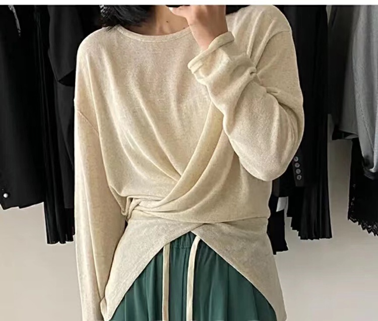 [Ling NOS] simple round neck irregular long sleeve sunscreen shirt 590008# CSX