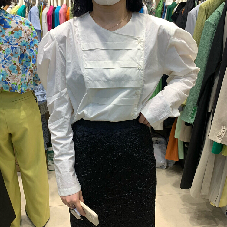 New year in early spring! [trust me] Korean bubble sleeve side button shirt 66720# jhy