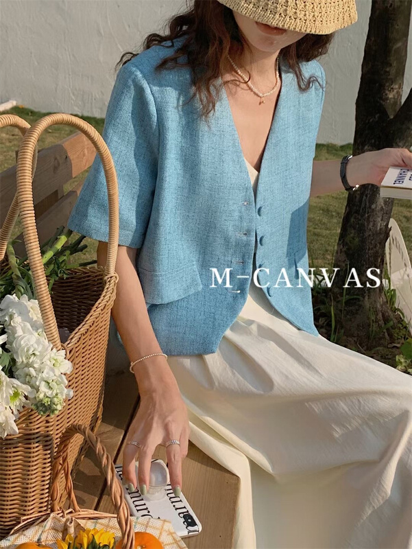New in early summer! [Mi hang m-canvas] small fragrance, simple and versatile, single breasted jacket 6926# lwy