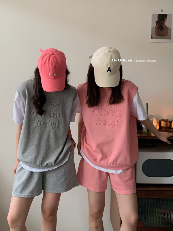 [B plus] fake two-piece Top + casual pants set 22-9428-2# HBx