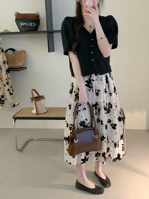 New in early summer! [wgwe] Korean style V-neck jacket + high waist slim skirt suit (only suit) 1564# PCZ