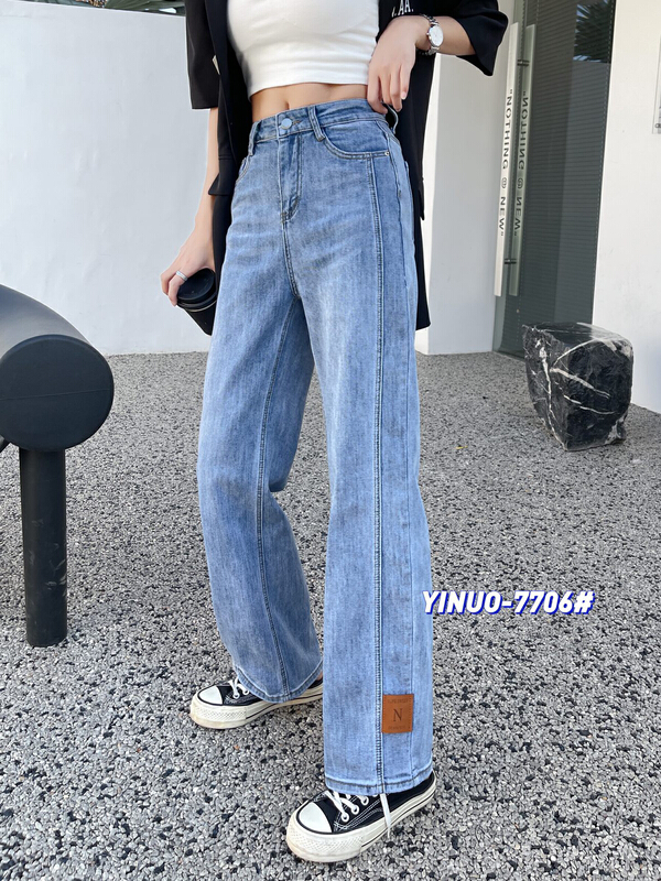 New year in early spring! [Yinuo Yinuo jeans] elastic wide leg versatile thin Korean jeans 7706# ZSY