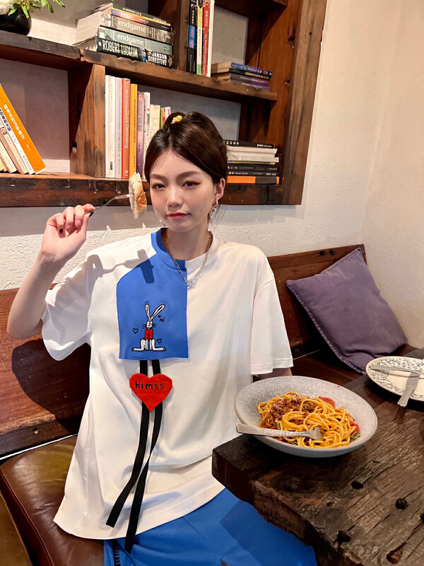 [YT] Bunny contrast stitching short sleeve T-shirt t51283# PCZ