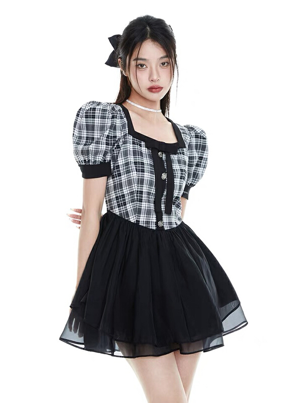 New in early summer! [L.L studio] contrast bubble sleeve fashion dress 7588# PCZ