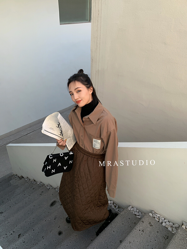 [MRA] niche design label shoulder pad shirt m1611\zxl