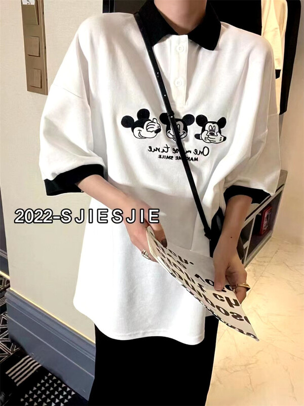 [CC +] embroidered Mickey comfortable polo shirt 8289# L