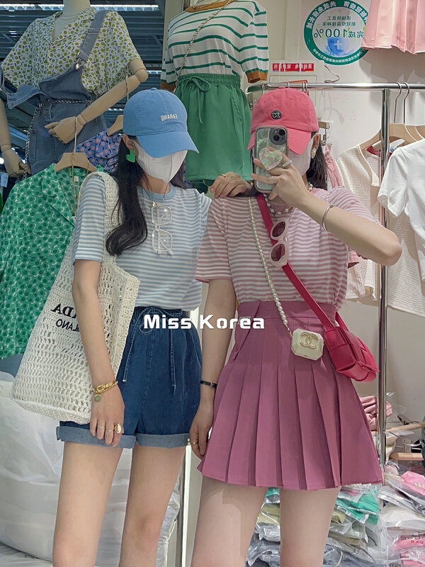 New in early summer! [Miss Korea] simple Japanese striped versatile T-shirt 6541# HBx