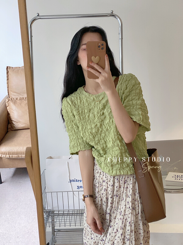 [cherry studio] Korean style texture bubble sleeve shirt 5080# HBx