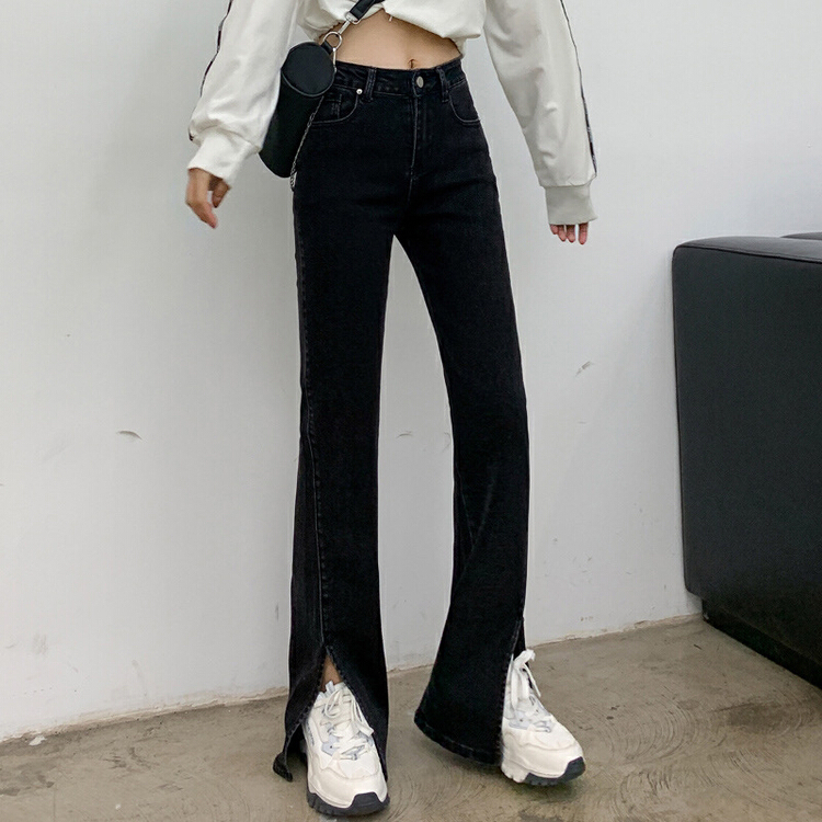 New year in early spring! [ten. Ten] Korean version ins high waist slit skinny jeans x046# jhy