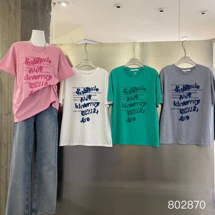 New in early summer! [June] Korean round neck letter halo printing short sleeve T-shirt 802870# XYY