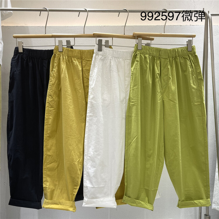 [twenty printed wood] elastic waist comfortable Korean casual pants 992597# L