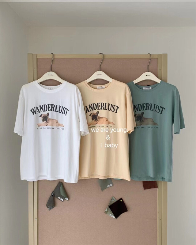 [we are young] Korean alphabet print versatile short sleeved T-shirt 068# zxx