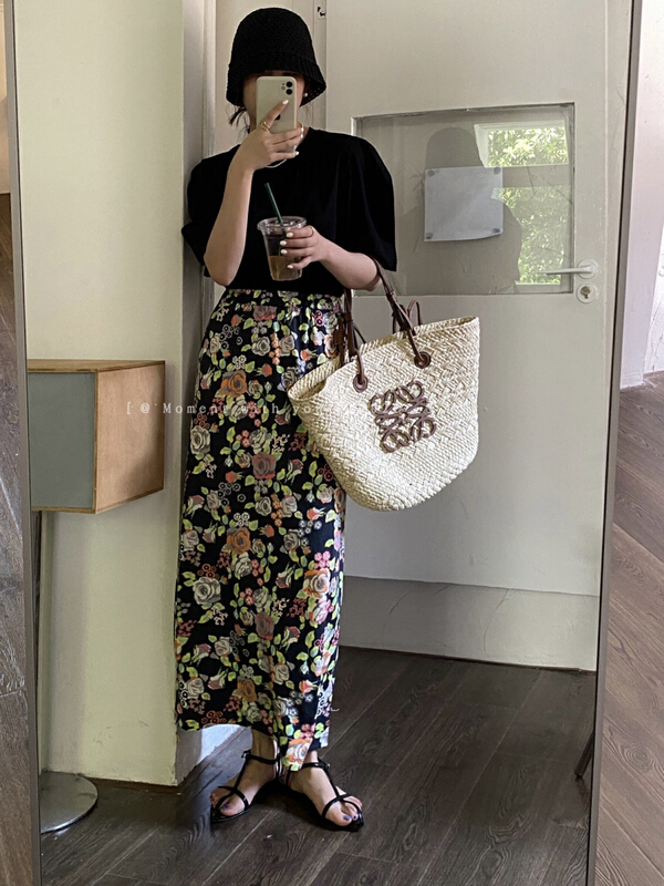 [moment with you] floral elastic waist versatile skirt 2m080# LSW