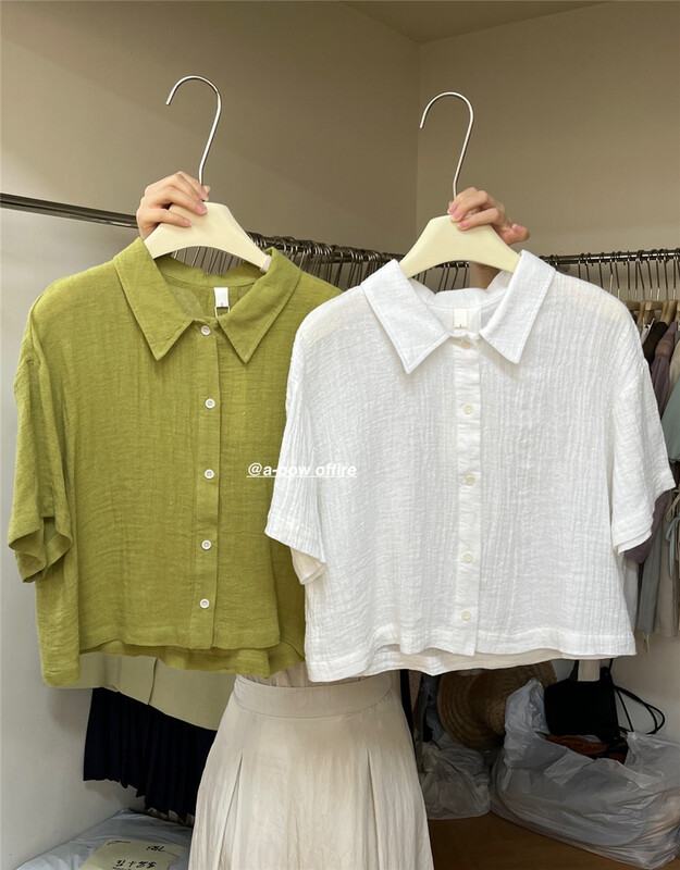 [a-bow studio] Korean breasted short shirt 15173# zjy