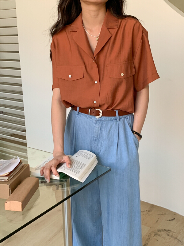 goods in stock! [Tn] Korean fashion simple short sleeve shirt c2366# cqw