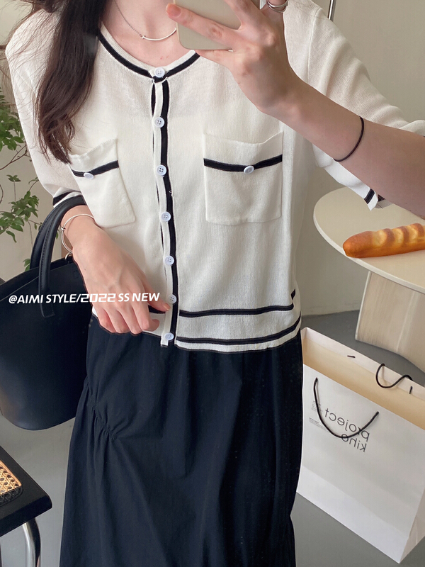 【AIMISTYLE】韓版氣質甜美圓領小香風針織開衫  13699#  HBX