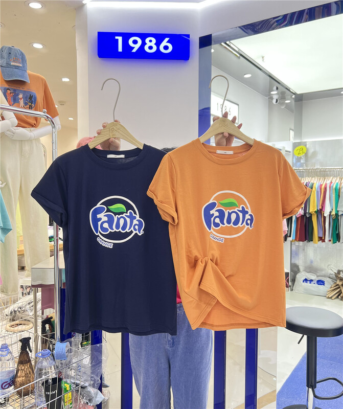 [1986] crew neck versatile print Casual Short Sleeve T-shirt c990# LSL