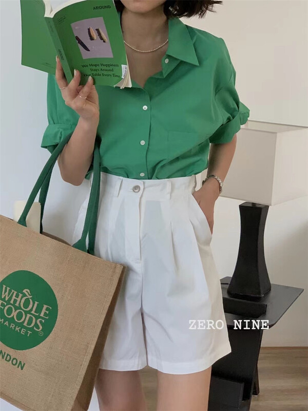 [zero-nine 009] Korean crimp clean color versatile casual shorts 9297# zjy