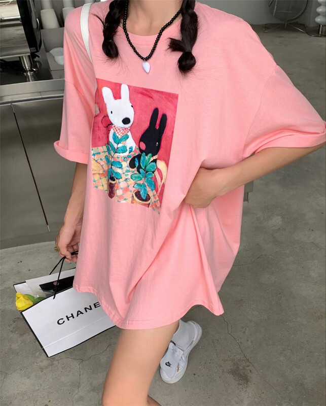 [CC +] Korean pattern versatile short sleeve T-shirt 8378# L