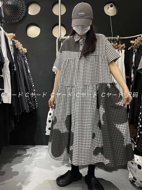 New in early summer! [size] Plaid single breasted versatile dress 65313# LSW